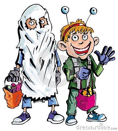 Cartoon of halloween children Vector Illustration