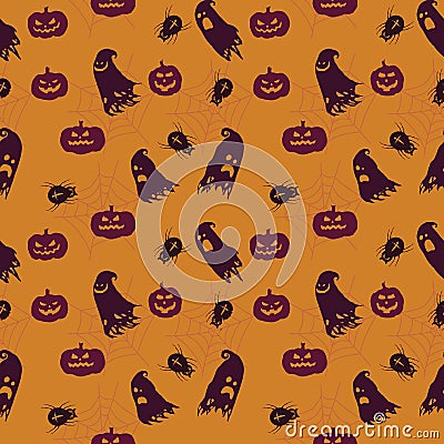 Cartoon Halloween vector seamless background pattern Vector Illustration