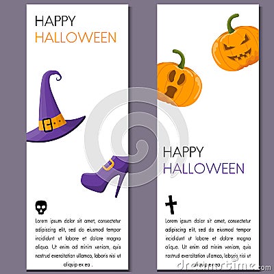 Cartoon Halloween vertical banner Vector Illustration