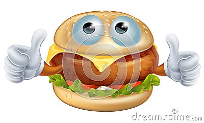 Cartoon hamburger character Vector Illustration