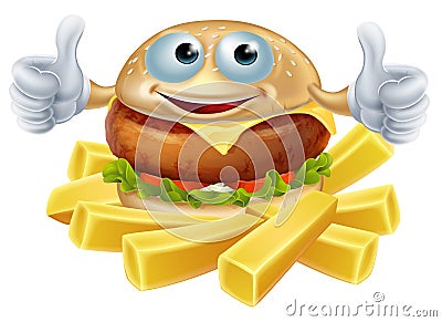 Cartoon hamburger and fries Vector Illustration