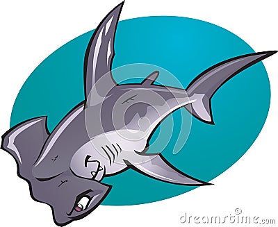 Cartoon Hammer head Shark Cartoon Illustration