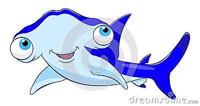 Cartoon hammerhead shark Vector Illustration