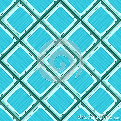 Cartoon hand drown cyan old diagonal seamless tiles texture Vector Illustration