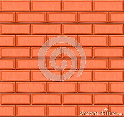 Cartoon hand drown orange realistic seamless brick wall texture Vector Illustration