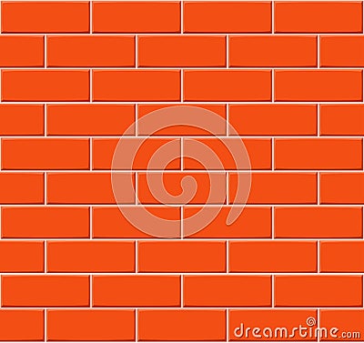 Cartoon hand drown orange seamless brick wall texture Vector Illustration