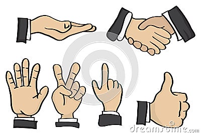 Cartoon Hand Gestures Vector Illustration Vector Illustration