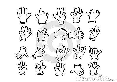 Cartoon hand gloved , illustration of various hands Vector Illustration