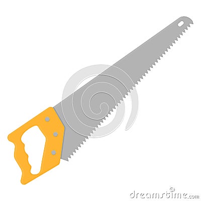 Cartoon hand saw isolated on white background. Tools carpenter, repairmen, gardening. Vector illustration flat design Vector Illustration