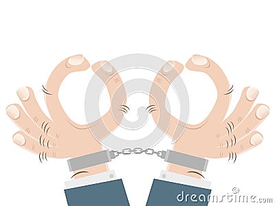 Cartoon hands with handcuffs Vector Illustration