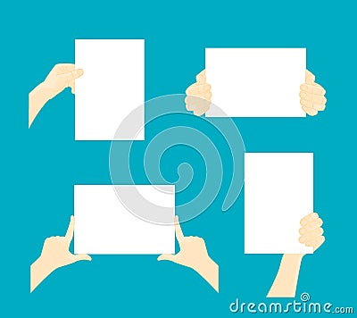 Cartoon Hands Paper Set. Vector Vector Illustration