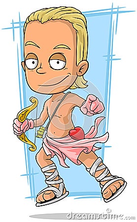 Cartoon handsome blond cupid Vector Illustration