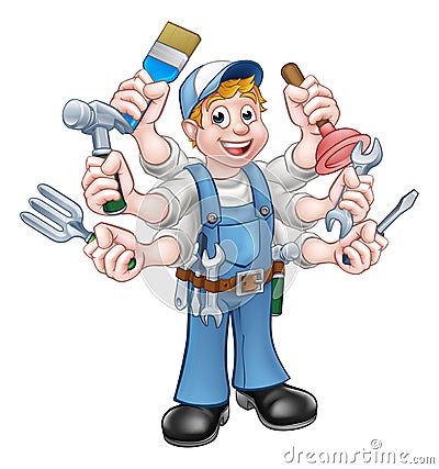 Cartoon Handyman Vector Illustration