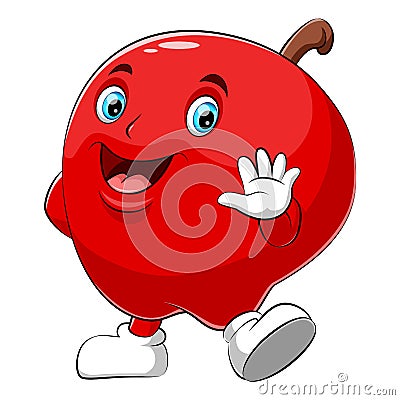 A cartoon happy apple character Vector Illustration