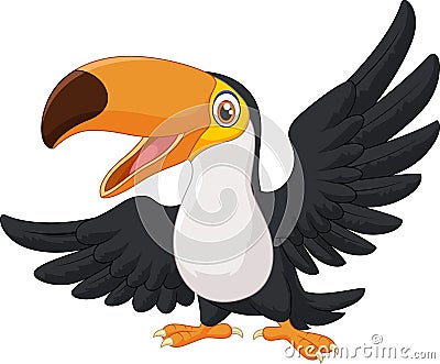 Cartoon happy bird toucan Vector Illustration