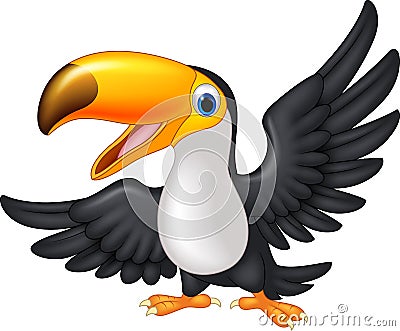 Cartoon happy bird toucan Vector Illustration