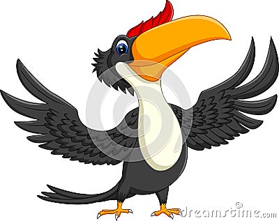 Cartoon happy bird toucan Vector Illustration