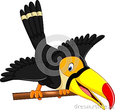 Cartoon happy bird toucan Vector Illustration