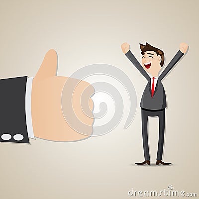 Cartoon happy businessman with thumb up Vector Illustration