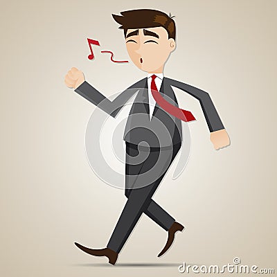 Cartoon happy businessman walking and whistler Vector Illustration