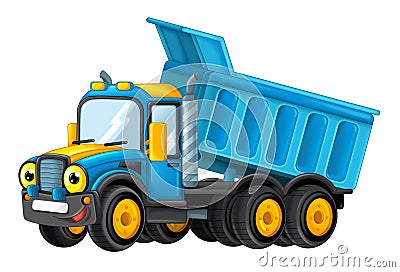 Cartoon happy cargo truck looking and smiling Cartoon Illustration