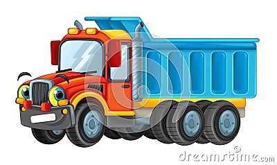 Cartoon happy cargo truck looking and smiling Cartoon Illustration