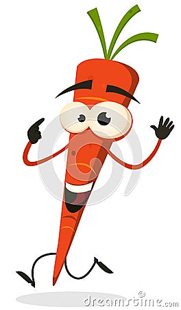 Cartoon Happy Carrot Character Running Vector Illustration