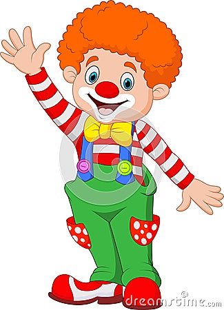 Cartoon happy clown waving hand Vector Illustration