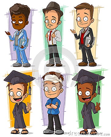 Cartoon happy college student character vector set Vector Illustration