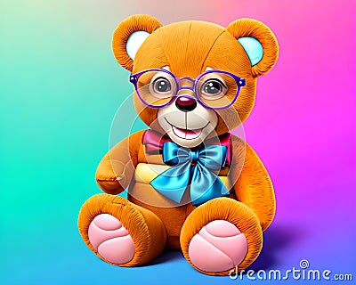 Cartoon happy comic color stuffed teddy bear smiling pop art Cartoon Illustration