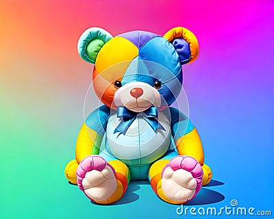 Cartoon happy comic stuffed teddy bear pop art color Cartoon Illustration