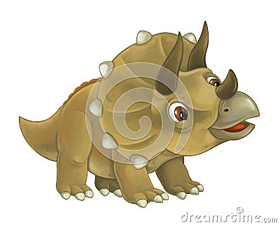 Cartoon happy and funny dinosaur looking up - triceratops Cartoon Illustration