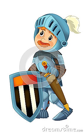 Cartoon happy and funny knight - isolated Cartoon Illustration