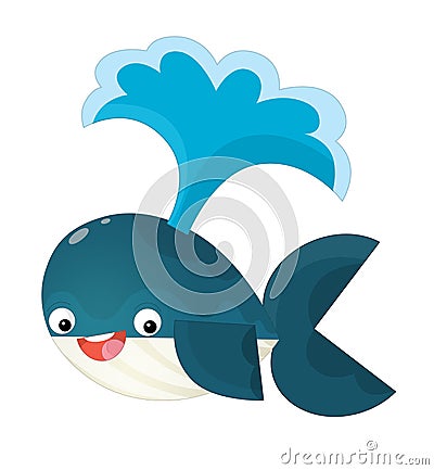 Cartoon happy and funny sea whale with bubbles isolated Cartoon Illustration