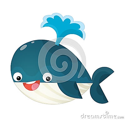 Cartoon happy and funny sea whale with bubbles isolated Cartoon Illustration