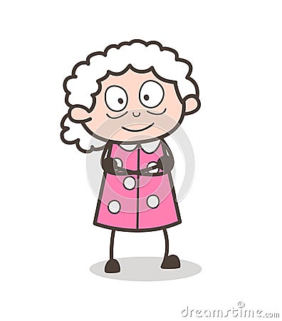 Cartoon Happy Granny Watching Shockingly Vector Illustration Stock Photo