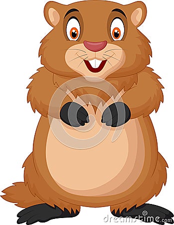 Cartoon happy groundhog Vector Illustration