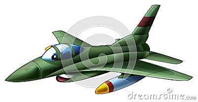 Cartoon happy jet fighter military machine Cartoon Illustration