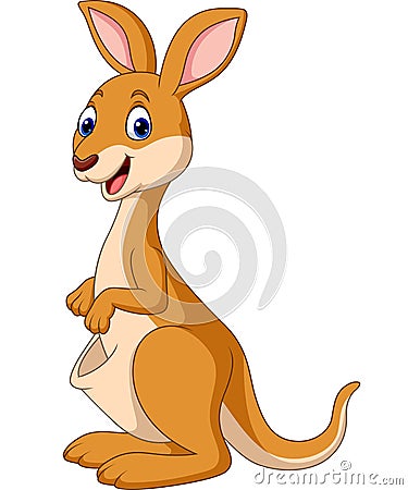Cartoon Happy Kangaroo isolated on white background Vector Illustration
