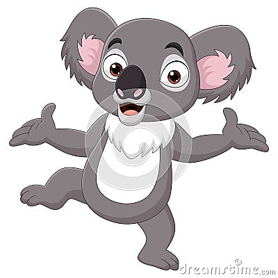 Cartoon happy koala on white background Vector Illustration