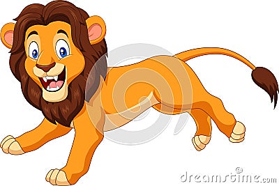 Cartoon happy lion running Vector Illustration