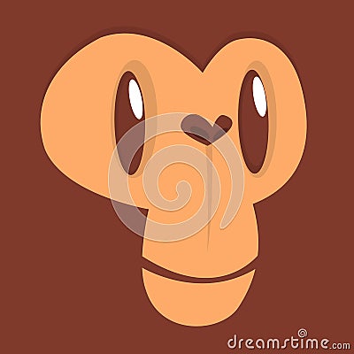 Cartoon happy monkey face avatar. Vector illustration of smiling monkey avatar character. Vector Illustration