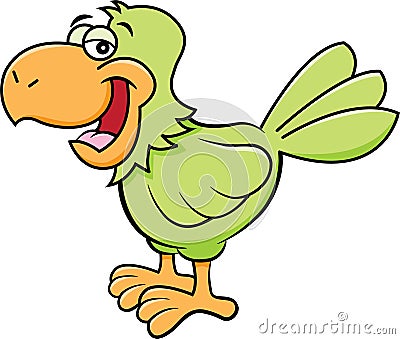 Cartoon happy parrot. Vector Illustration