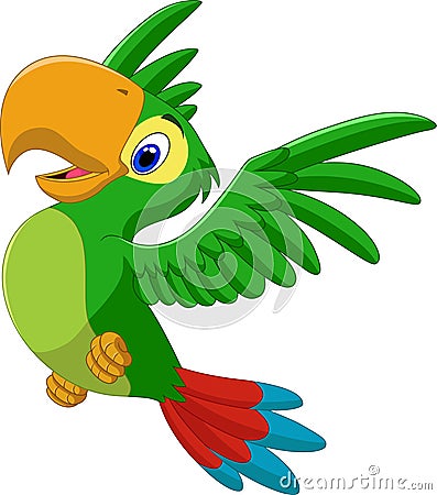 Cartoon happy parrot isolated on white background Vector Illustration