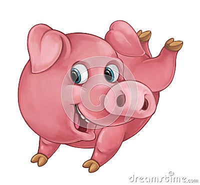 Cartoon happy pig is smiling looking and smiling / artistic style - isolated Cartoon Illustration