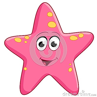 Cartoon happy pink starfish Vector Illustration