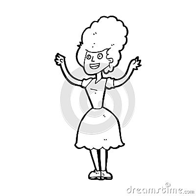 cartoon happy 1950's woman Stock Photo