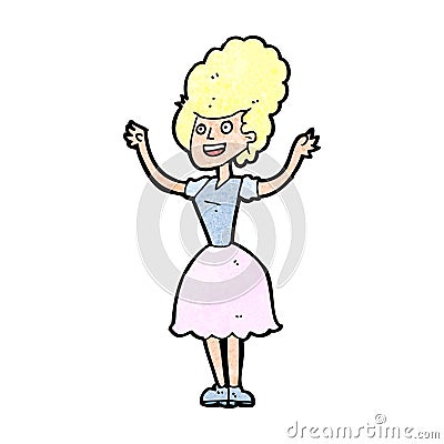 cartoon happy 1950's woman Vector Illustration