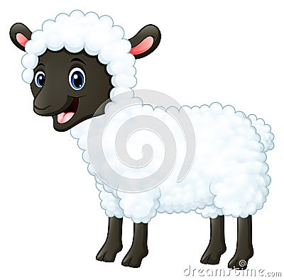 Cartoon happy sheep smiling Vector Illustration