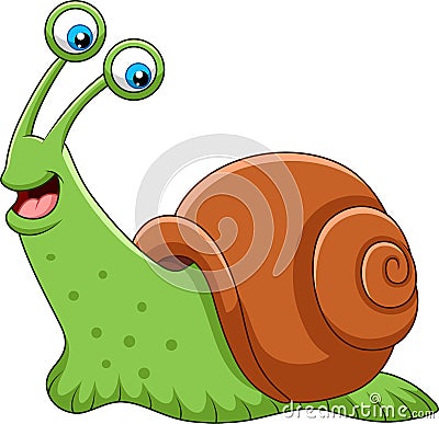 Cartoon happy snail isolated on white background Vector Illustration